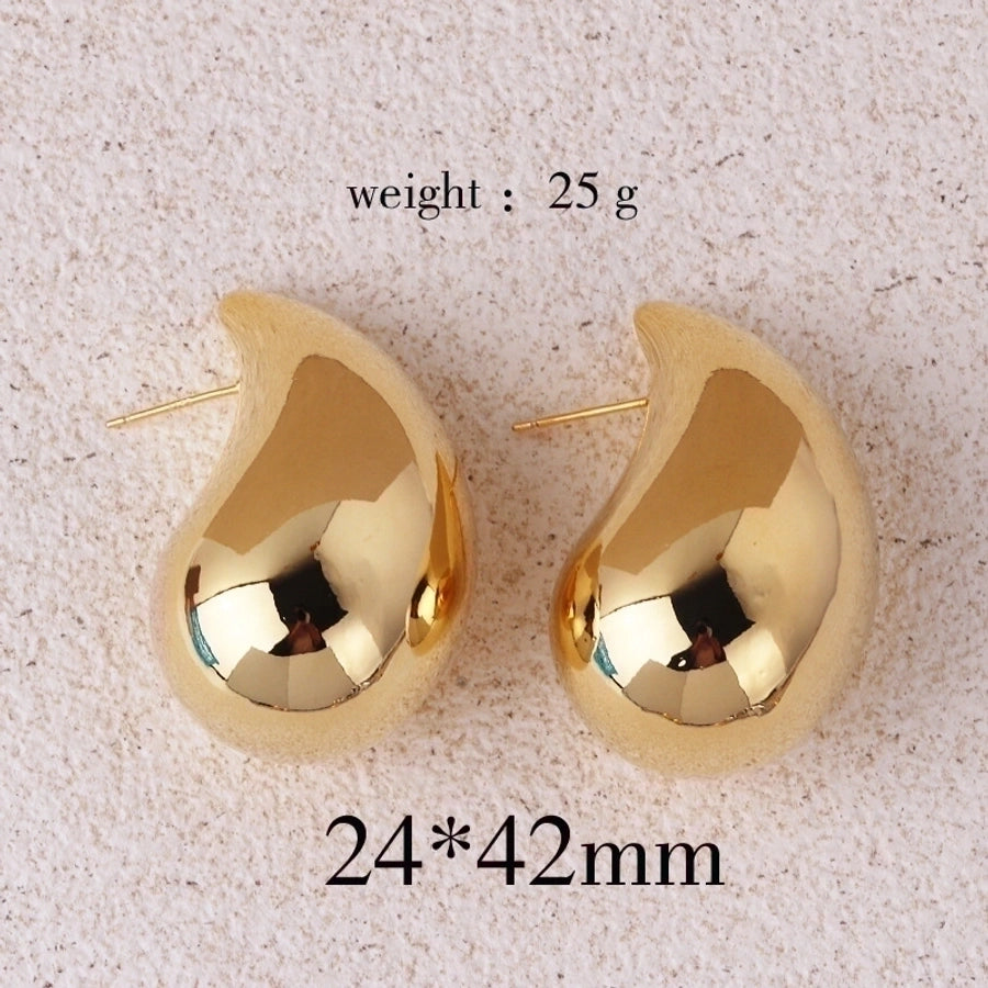 1 pair retro lady water droplets plating copper ear studs