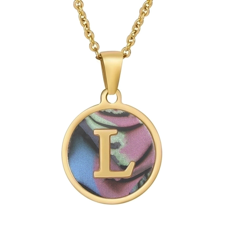 fashion round letter stainless steel plating necklace