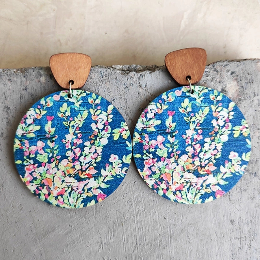 1 pair bohemian flower wood women's drop earrings