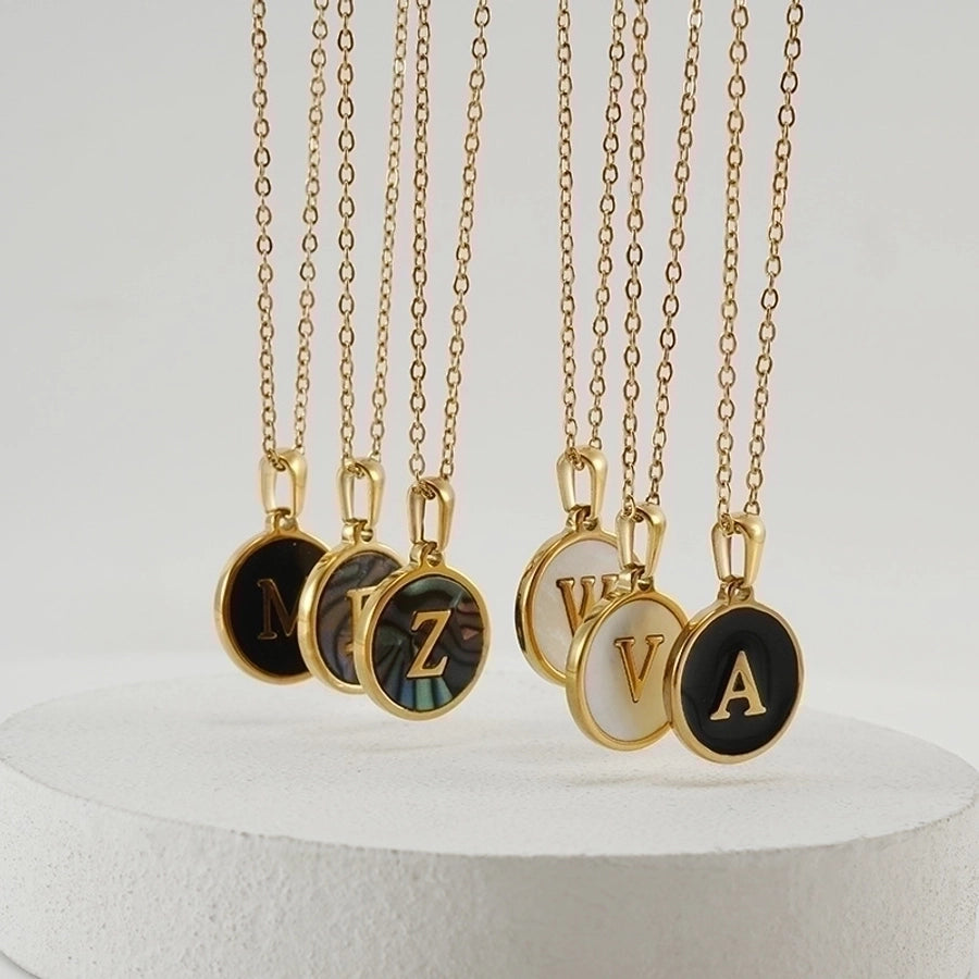 fashion round letter stainless steel plating necklace