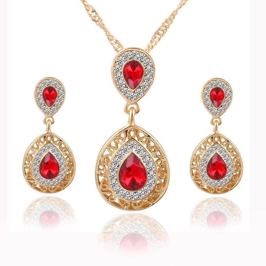 womens electroplating alloy water drop pendant jewelry three-piece pj190422118732