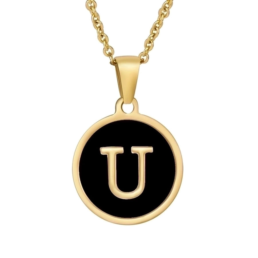 fashion round letter stainless steel plating necklace