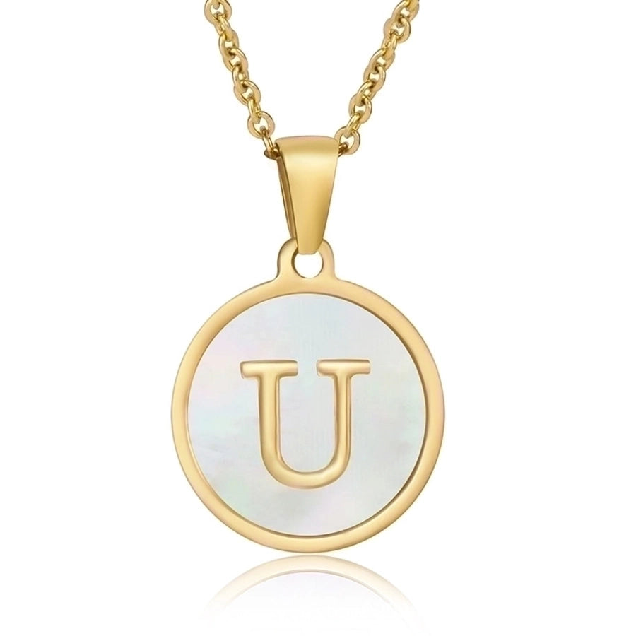 fashion round letter stainless steel plating necklace