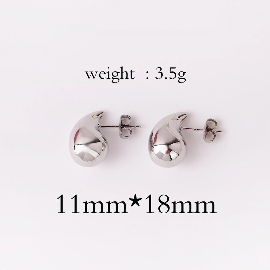 1 pair retro lady water droplets plating copper ear studs