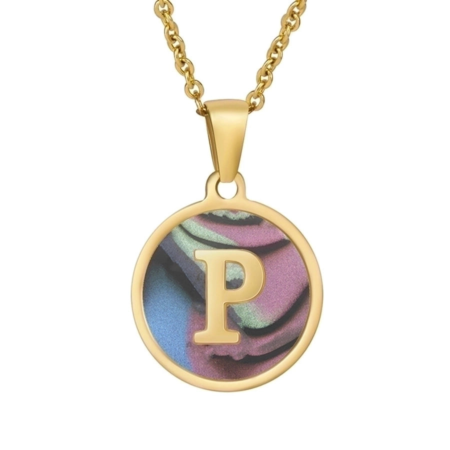 fashion round letter stainless steel plating necklace