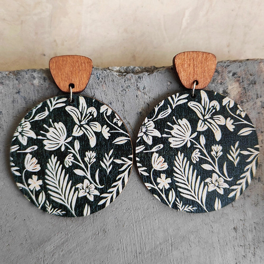 1 pair bohemian flower wood women's drop earrings