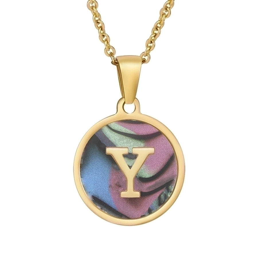 fashion round letter stainless steel plating necklace