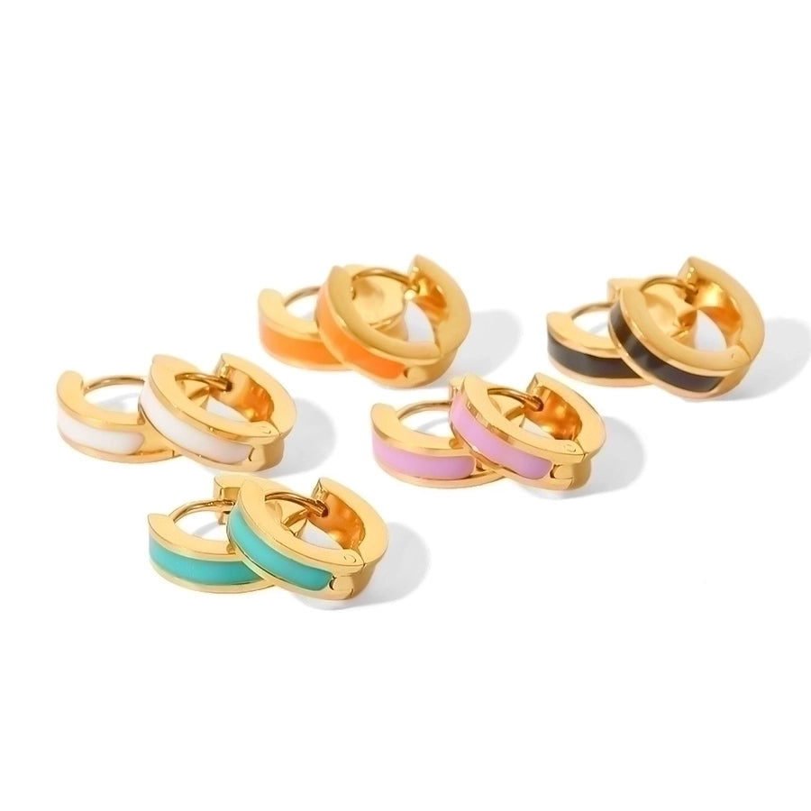 Fashion Round Enamel Gold Plated 304 Stainless Steel Earrings