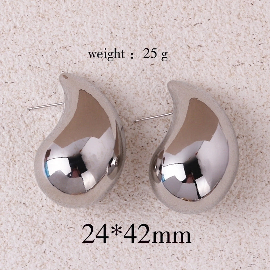 1 pair retro lady water droplets plating copper ear studs